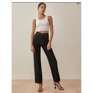REFORMATION Cowboy High Rise Straight Jeans - Size 28 - Black
